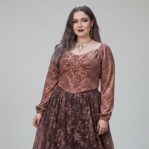 NEW Velvet Burnout Crop Top Womens 1X Plus Size Whimsigoth Romantic Boho Fairy